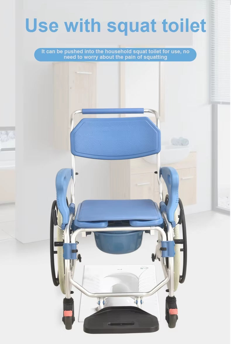 Multipurpose 3 in 1 Self Propelled Rolling Bathroom Wheelchair