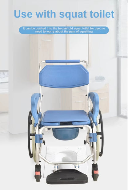 Multipurpose 3 in 1 Self Propelled Rolling Bathroom Wheelchair
