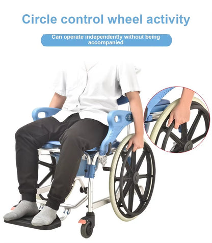 Multipurpose 3 in 1 Self Propelled Rolling Bathroom Wheelchair