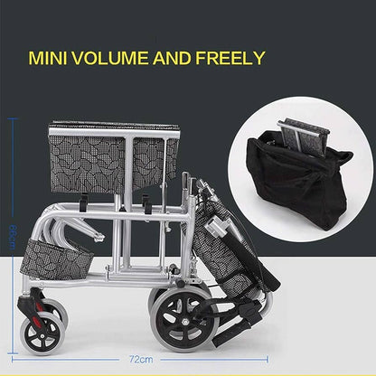 Ultra Lightweight Compact Folding Transit Wheelchair with Traveling Bag Grey