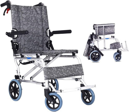 Ultra Lightweight Compact Folding Transit Wheelchair with Traveling Bag Grey