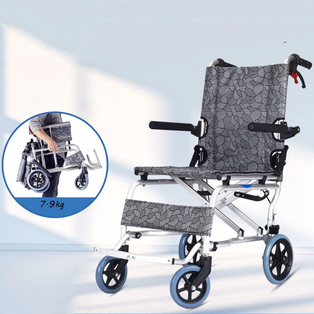 Ultra Lightweight Compact Folding Transit Wheelchair with Traveling Bag Grey