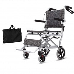 Ultra Lightweight Compact Folding Transit Wheelchair with Traveling Bag Grey