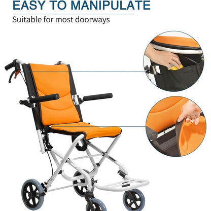 Ultra Lightweight Folding Transit Wheelchair with Carry Bag