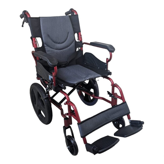 Light Weight Compact Folding Aluminium Wheelchair with Flip Up Armrest & Detachable Footrest