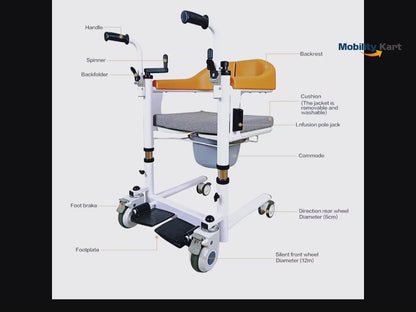 Mobility Kart Patient Lift and Transfer Chair For Narrow Bathroom Door