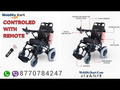 Evox WC 109A Electric Wheelchair Auto Folding with LED Light Cup Holder Phone Holder USB Adapter