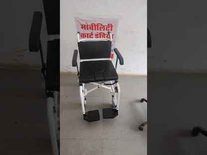 Forza Freedom Fully Waterproof Light Weight Foldable Shower Commode Wheelchair with Up Down Armrest & Detachable Footrest