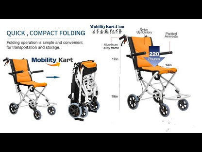 Ultra Lightweight Folding Transit Wheelchair with Carry Bag