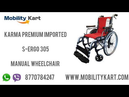 Karma S Ergo 305 Ultra Light Weight Wheelchair with Flip-Up Armrest Detachable Footrests & Removable Big Wheels