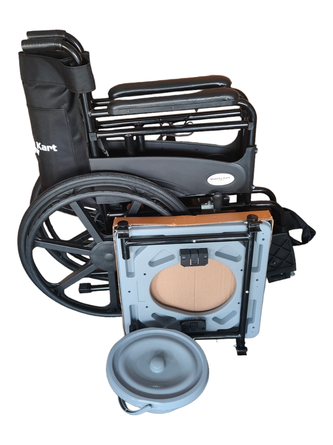 Mobility Kart Powder Coated Mag Wheels Wheelchair with Seat Lifted Commode
