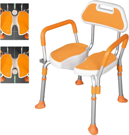 Premium Imported Foldable Comfortable Padded Seat Aluminium Shower Chair with Height Adjustable