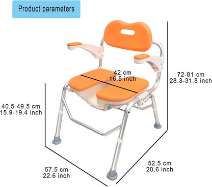 Premium Imported Foldable Comfortable Padded Seat Aluminium Shower Chair with Height Adjustable