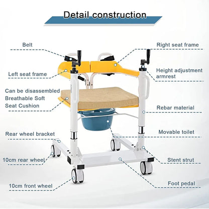 Manual Patient Lift and Transfer Wheelchair