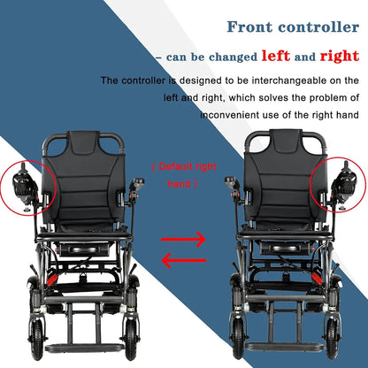 Lightest 16KG Compact Foldable Easy to Carry Electric Wheelchair with Wireless Remote