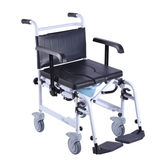 Forza Freedom Fully Waterproof Light Weight Foldable Shower Commode Wheelchair with Up Down Armrest & Detachable Footrest