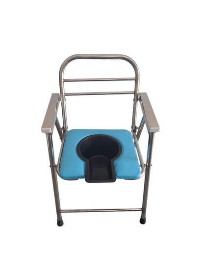 Mobility Kart Stainless Steel SS Folding Comfortable Commode Chair