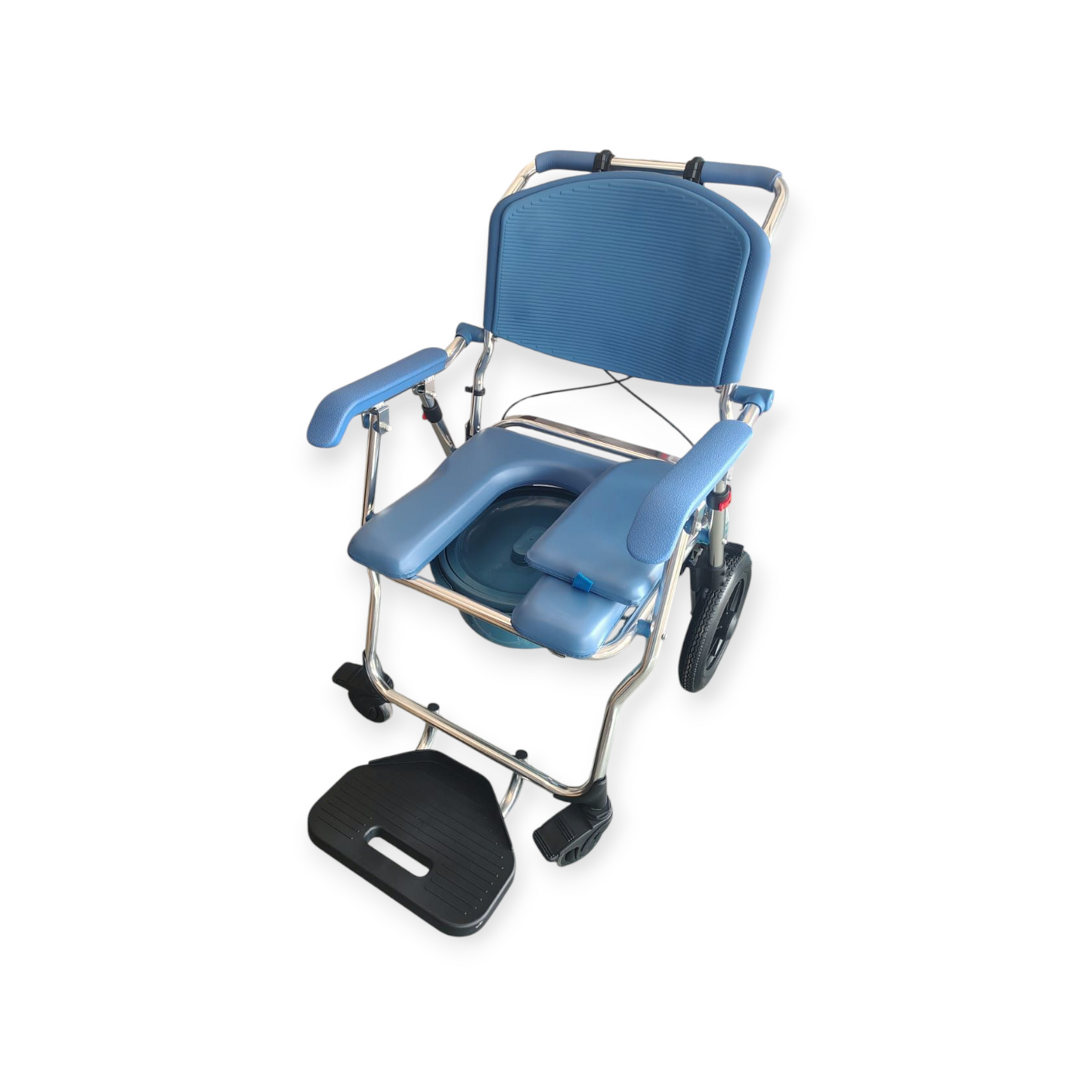 3 In 1 Lightweight Foldable Aluminium U Cut Seat Shower Commode Wheelchair with Attendant Break