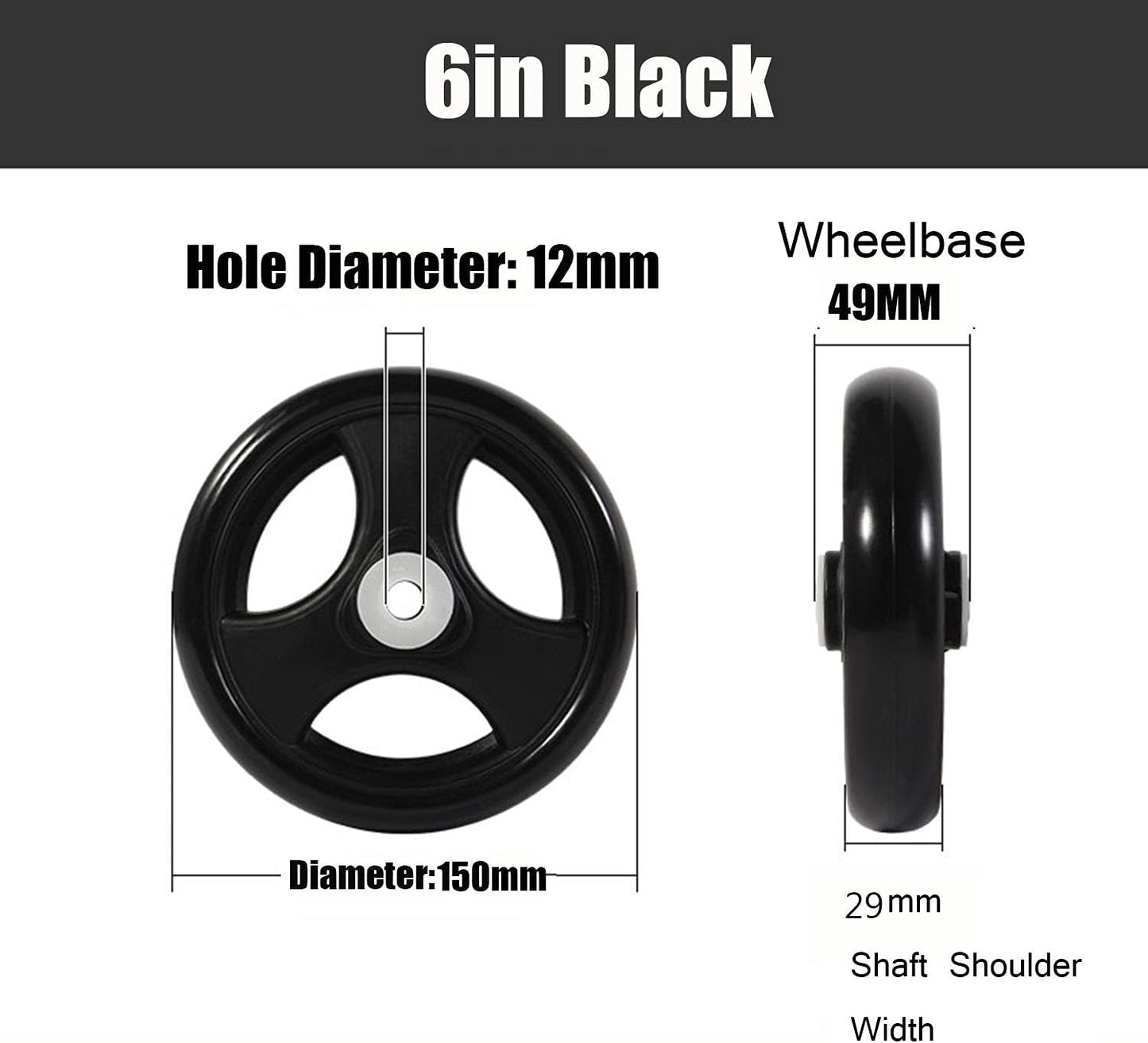 Solid Wheelchair Caster 6 Inch For Wheelchair