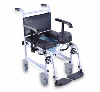 Forza Freedom Fully Waterproof Light Weight Foldable Shower Commode Wheelchair with Up Down Armrest & Detachable Footrest