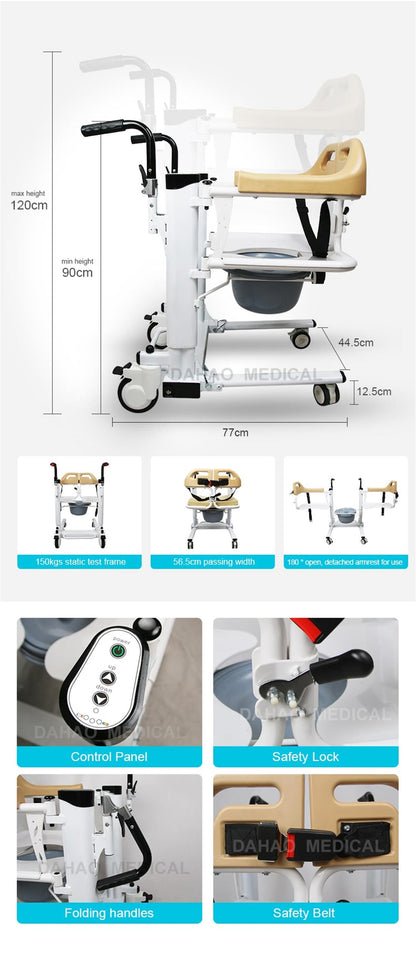 Fast Assemble Aluminum Water Proof Electric Patient Transfer Chair