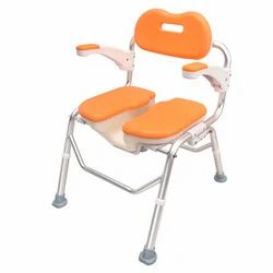 Premium Imported Foldable Comfortable Padded Seat Aluminium Shower Chair with Height Adjustable
