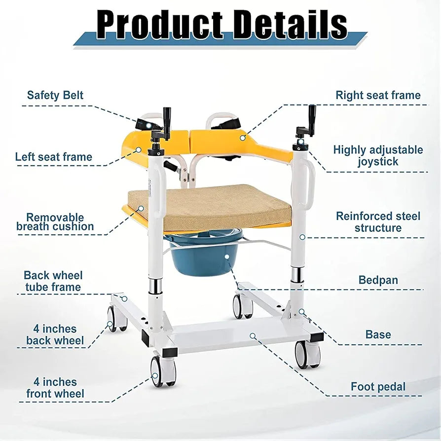 Manual Patient Lift and Transfer Wheelchair