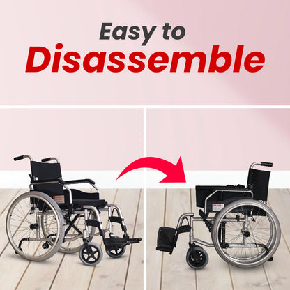 Evox WC 101M Lightweight Foldable Aluminium Wheelchair with Flip-Up Armrest Detachable Footrest & Removable Big Wheels
