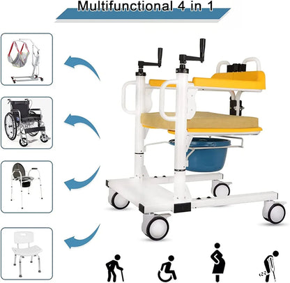 Manual Patient Lift and Transfer Wheelchair