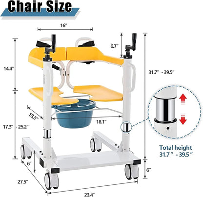 Manual Patient Lift and Transfer Wheelchair