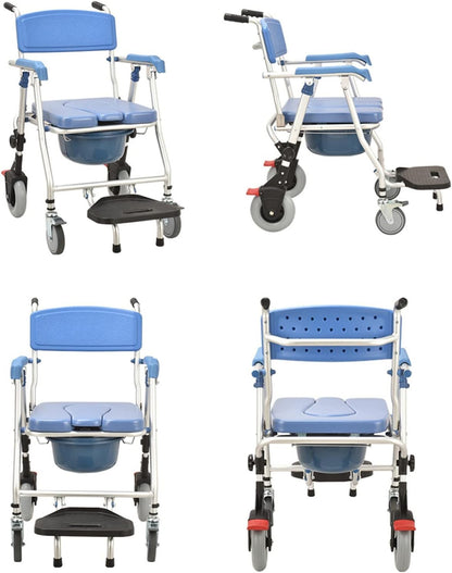 Rolling Shower and Commode Transport Chair with Wheels