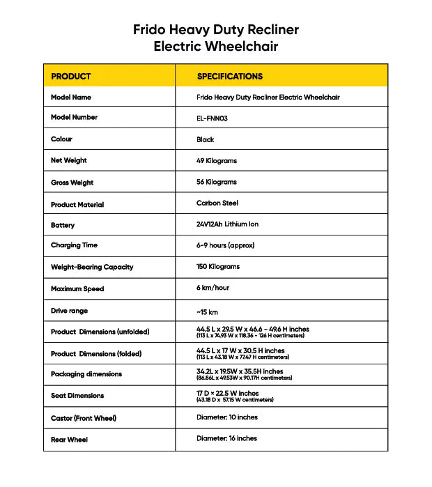 Frido Heavy Duty Recliner Electric Wheelchair