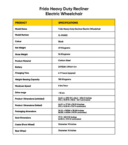 Frido Heavy Duty Recliner Electric Wheelchair